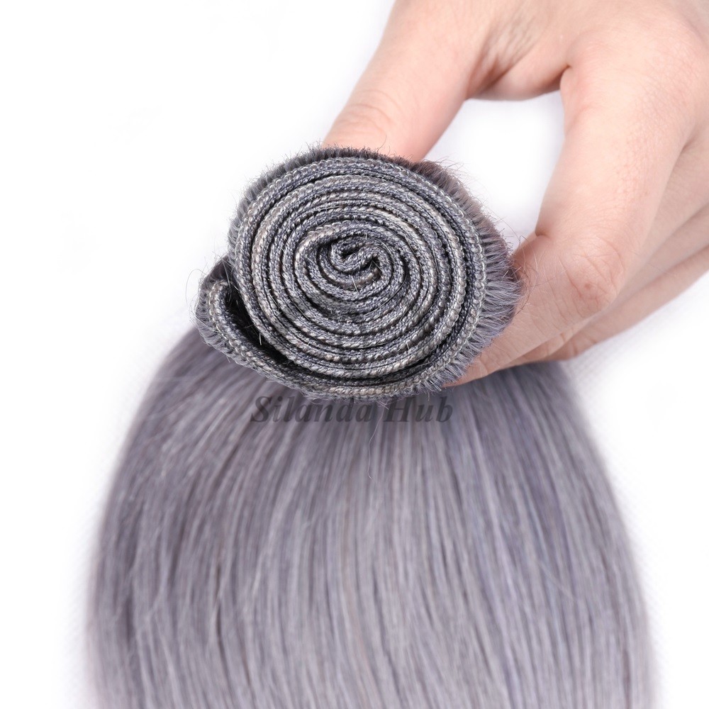 Grey Straight Remy Human Hair Bundles Sew In Weave Bundles Brazilian Bundle Deals