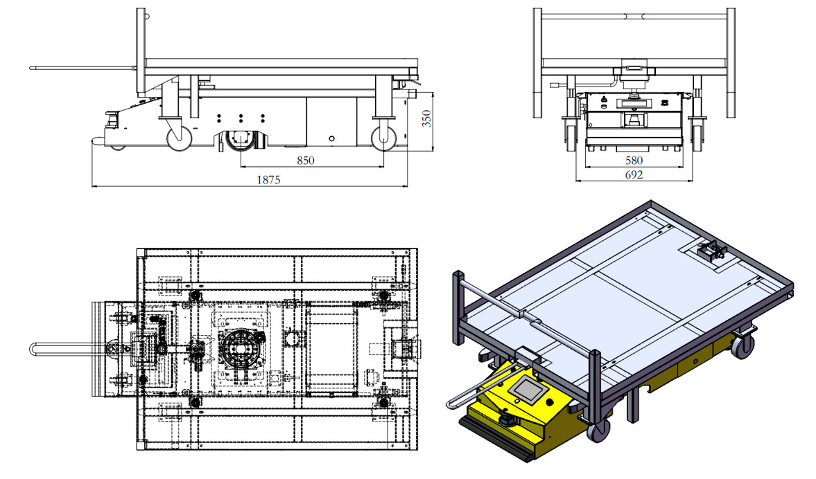 Bidirectional 600kg AGV Autonomous Guided Vehicles Self Guided Vehicles