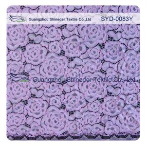 Quality Purple Dyeing Stretchy Corded Lace Fabric Plus Size Wedding Gown wholesale