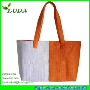 Quality LUDA Two-tone Straw Bags Paper Cloth Straw Beach Bags wholesale