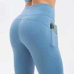 Solid 80% Nylon Soft Fabric 210gsm Running Leggings With Pockets