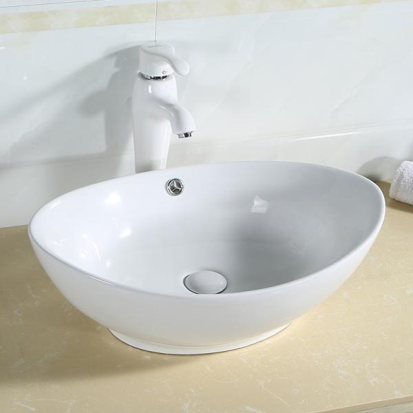 Resistant To Heat Counter Top Bathroom Sink Chipping Scratch Wash Basin Oval