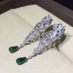 18K White Gold Diamond Earrings , Panthere Earrings With Onyx
