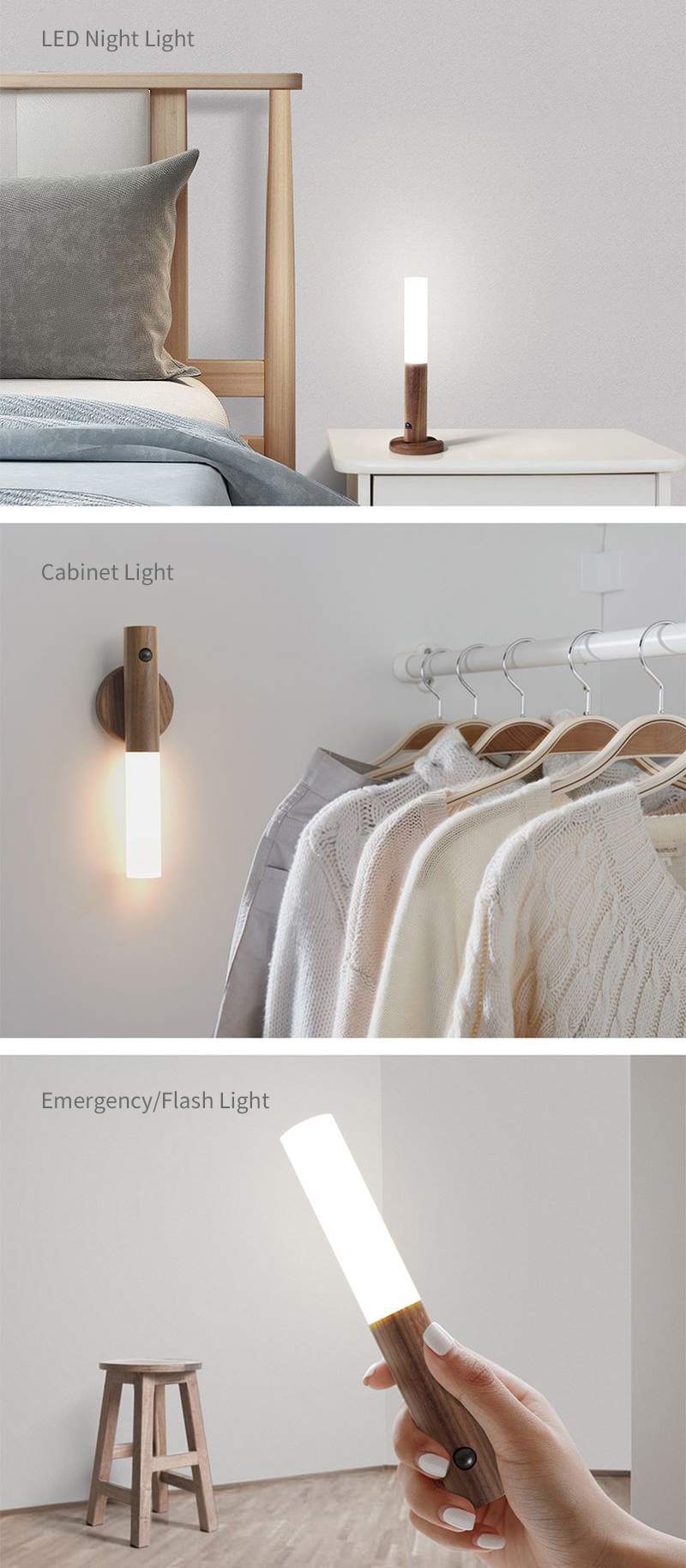 USB Rechargeable Motion Sensor Light, Intelligent Auto PIR Motion Sensor LED Rechargeable Magnetic Night Light