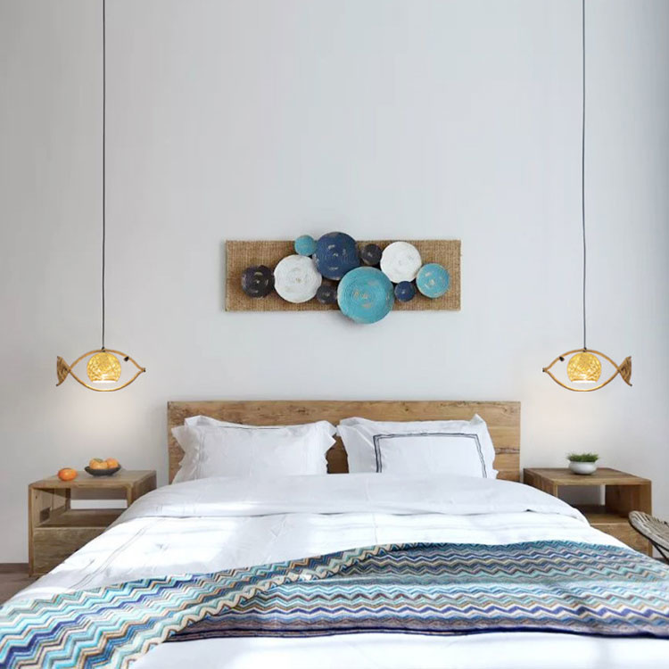 Fish Shaped Rattan Woven Hotel BarLamp Creative Chinese Style Retro lamp(WH-WP-89)