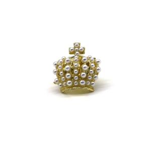 Quality Crown Shaped Mens Diamond Cufflinks Inlaid Pearl Gold Color ODM wholesale