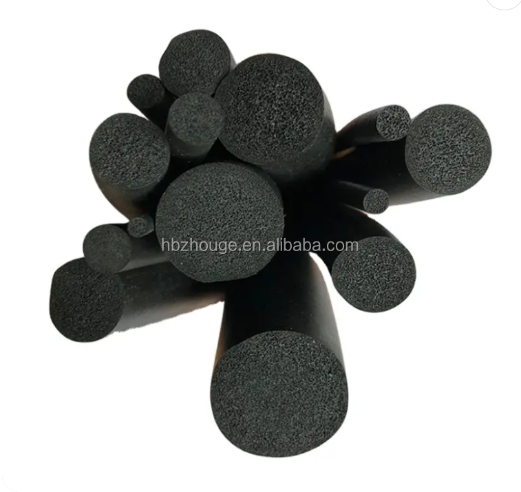 Extruded Black EPDM Round Foam Sealing Strip for Sponge Rubber Ring Cord Installation