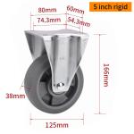 EDL‌ Medium Duty 5inch Caster TPE Plate by Rigid , Swivel and Brake Type 200kg