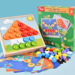 Children Wood Baby Developmental Toys Particle Button Puzzle Mushroom Nail