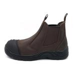 Brown Genuine Leather Chelsea Boots Waterproof Work Safety Boots Without Lace