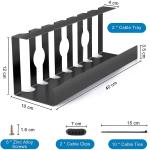 Organize Power Strip Wires Under Desk with Flexible Single Tier Cable Management