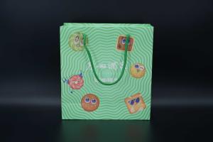 Quality Multicolored Printing Kraft Cookie Paper Bag Hygienic PP Rope Handle wholesale