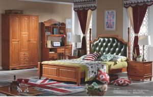Quality luxury teenagers 1.5m solid wood bed room set furniture wholesale