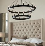 Black 9/12/15/18/27/33 pcs E14 candle chandelier retro iron restaurant kitchen