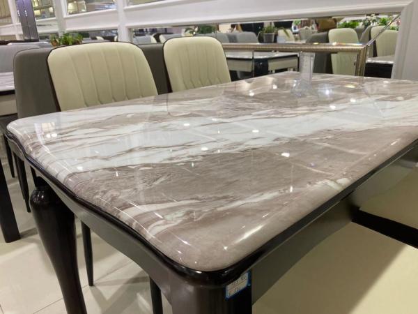 True Color Artificial Marble Dining Table , No Deformation Solid Wood Dining