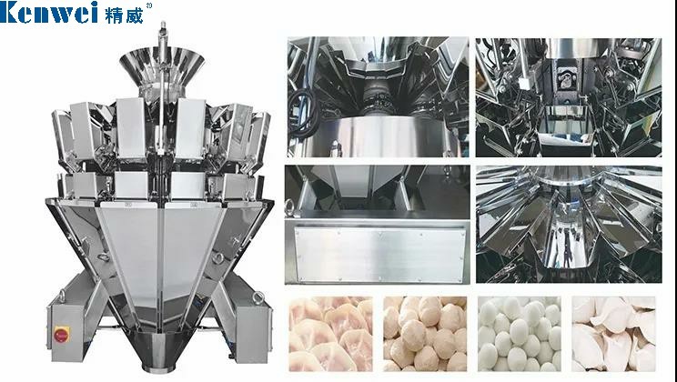 10 Head Waterproof Multihead Weigher Machine 65P/M For Frozen Food