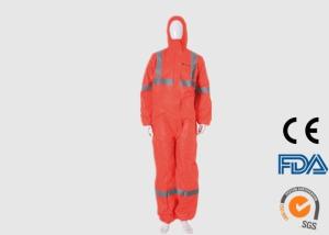 Quality Anti Dust Disposable PPE Coveralls , Hooded Disposable Orange Overalls wholesale