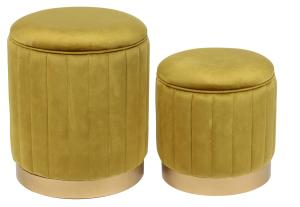 Quality Fabric Foam Ottoman Stool Brown Color 32.5cm Height wholesale