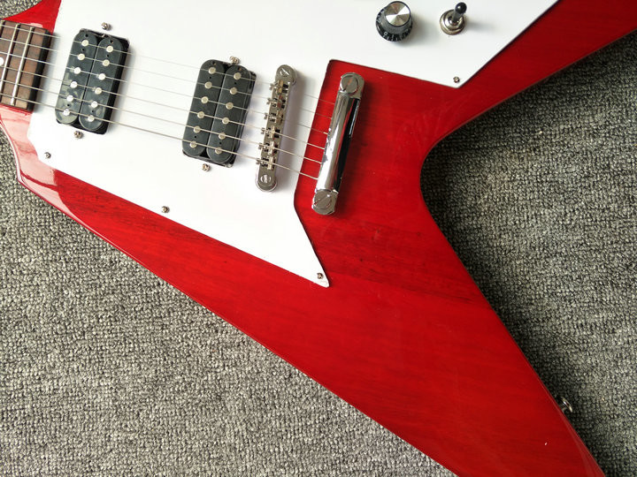Red Unusual Shaped Flying V Electric Guitar,Rosewood Fingerboard
