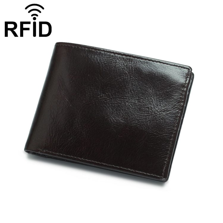 Customized Leather Men's Wallet with Hot Stamping Logo and RFID Blocking Technology
