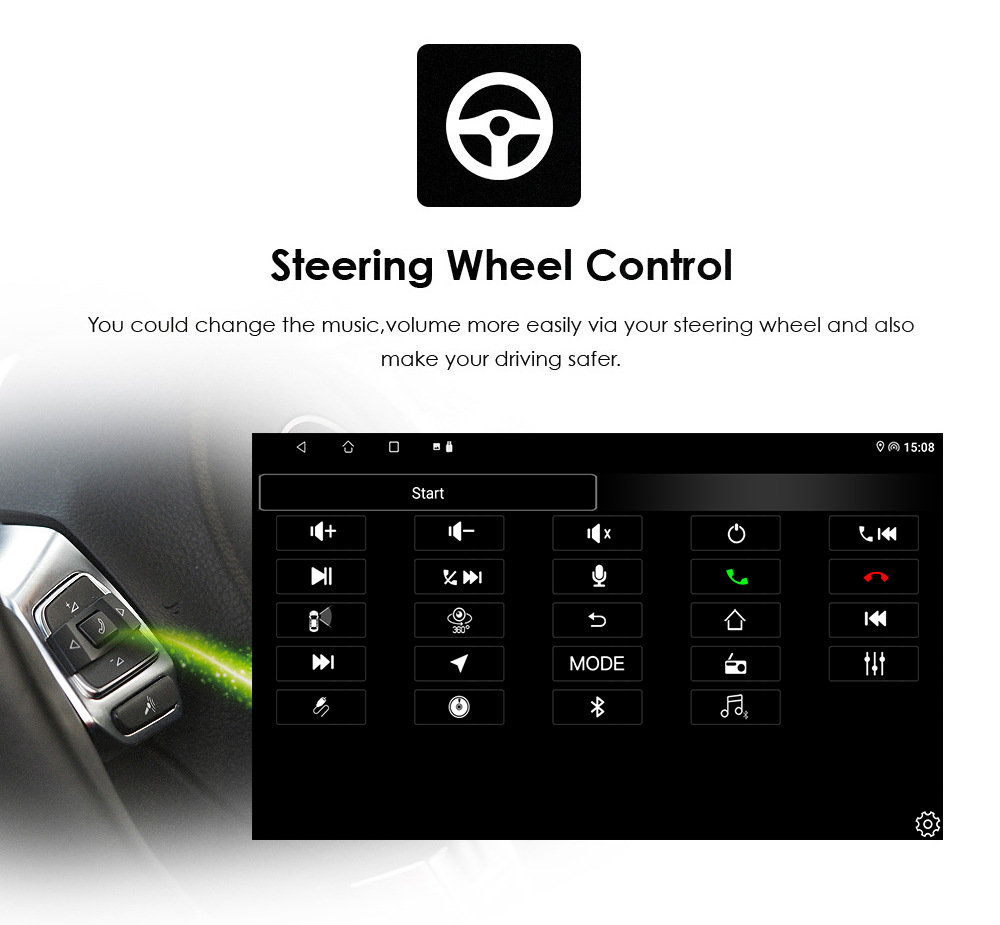 9 Inch Android Car Radio with Steering Wheel Control GPS Navigation and Multimedia Player
