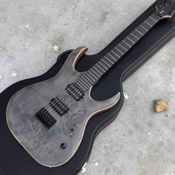 Factory Ebony Fingerboard Solid Wood Black Burst Maple Top 6 Strings Electric