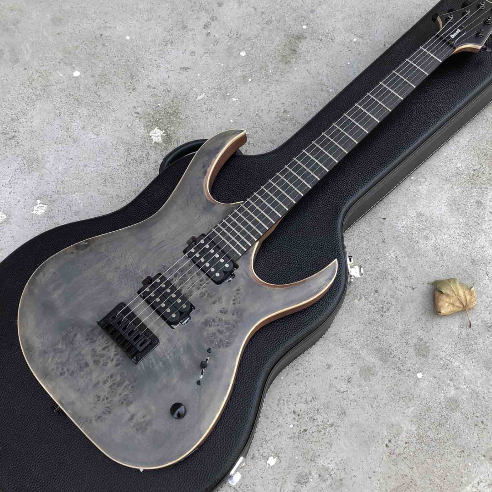 Factory Ebony Fingerboard Solid Wood Black Burst Maple Top 6 Strings Electric Guitar