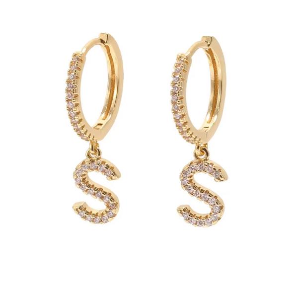 Fashion Studs Sterling Silver Initial Earrings Customize Jewelry 18K Gold Plated