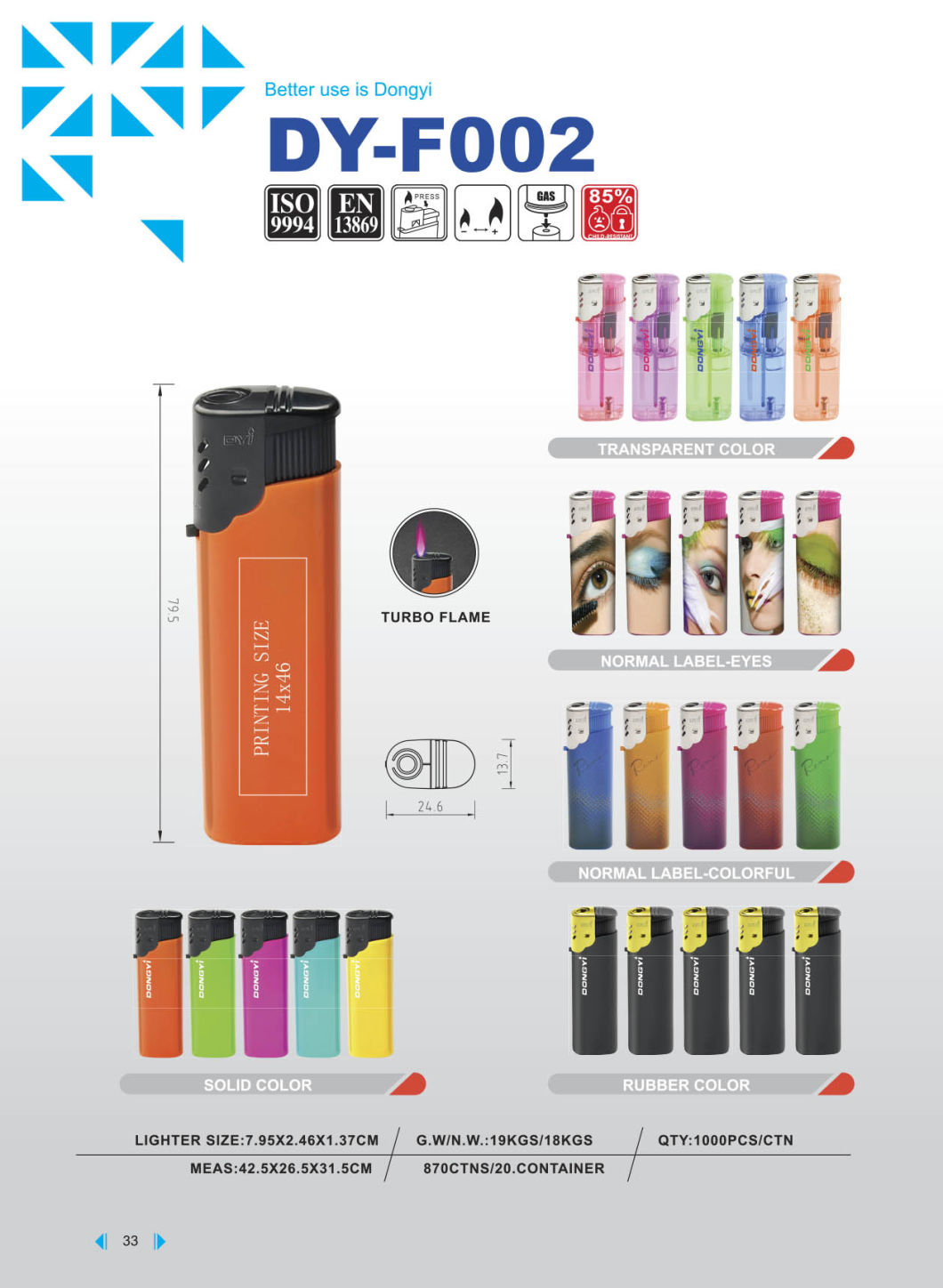 2022 Hot Sold Hunan Dongyi High Quality Windproof Gas Lighter Dy-F002
