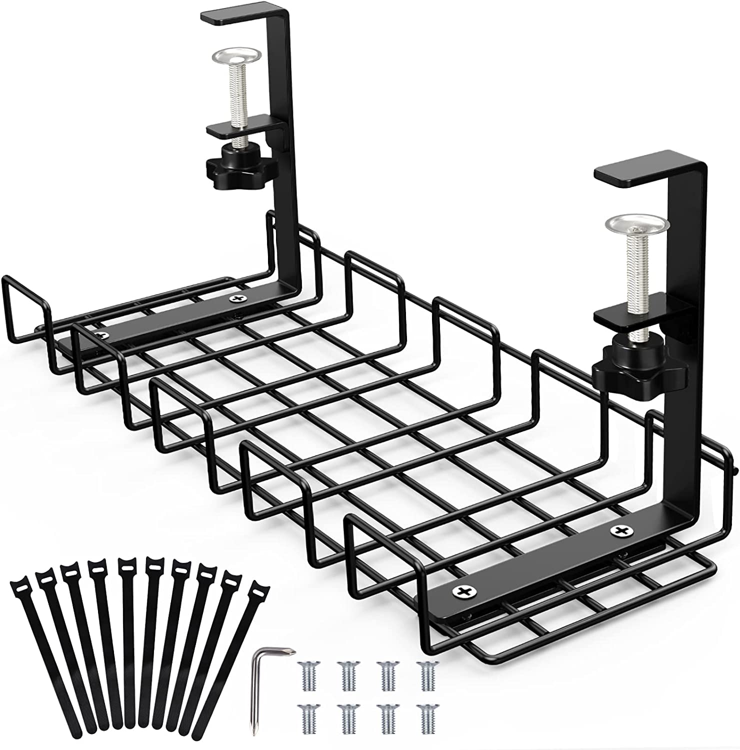 No Drill Under Desk Cable Management Tray Sturdy Metal Wire Organizer For Living Room