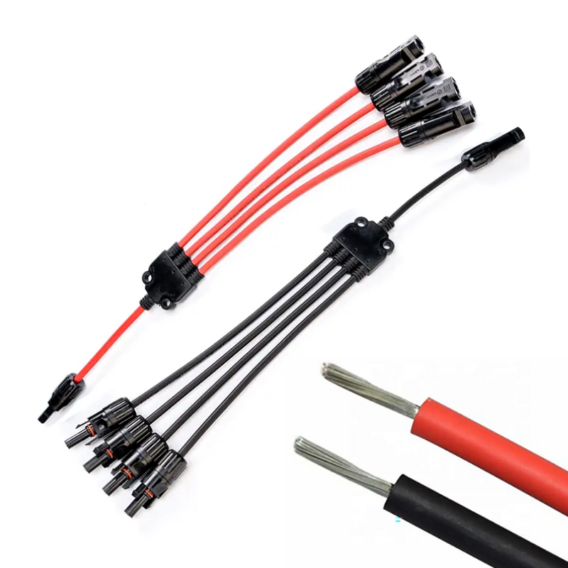 XLPO Insulation 10awg 6mm 1 to 4 Y Type H1z2z2-k Solar Panel Extension Cable 12awg for Sustainable Solar Solutions