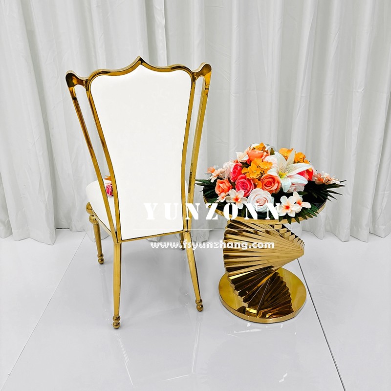 Hotel Restaurant Gold Luxury Throne Wedding Reception Chair Golden Stainless Steel Banquet Chair