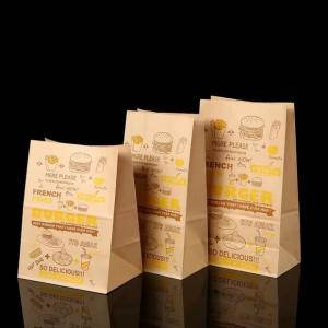 Quality Custom Size Disposable Brown Kraft Paper Bags for Bread, Sandwich Flat Bottom Food Take Out Paper Bag wholesale