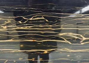 Quality Gold Veins Black Marble Kitchen Floor Tiles Polished Surface Finishing wholesale