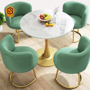 Quality Waterproof Modern Restaurant Table Round Marble Dining Table Set wholesale