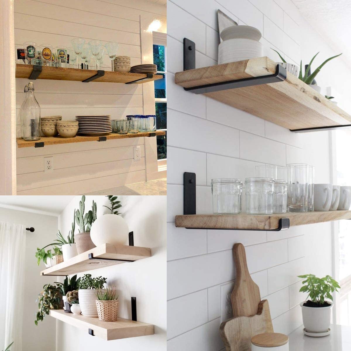 DIY Floating Shelf Stainless Steel J Brackets with Lip Wall Mounting Metal Shelf Supports