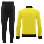 Yellow Old Football Tracksuits Set Embroidered Printing Football Training Suit