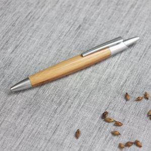 Quality Customized logo thick wooden bamboo ball pen wholesale