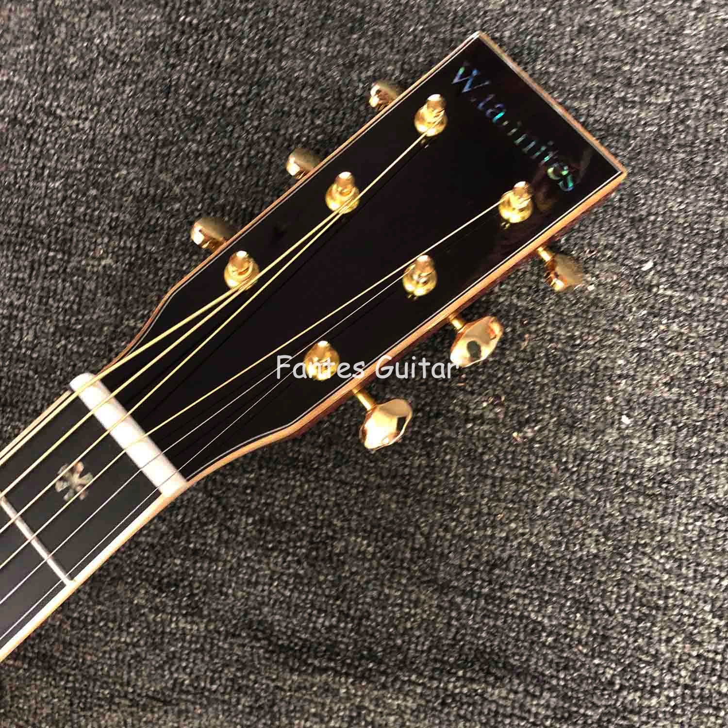 Custom Martin Style OM Style 42 Solid Spruce Cedar Top Acoustic Guitar Real Abalone Inlay with Vintage Tuner