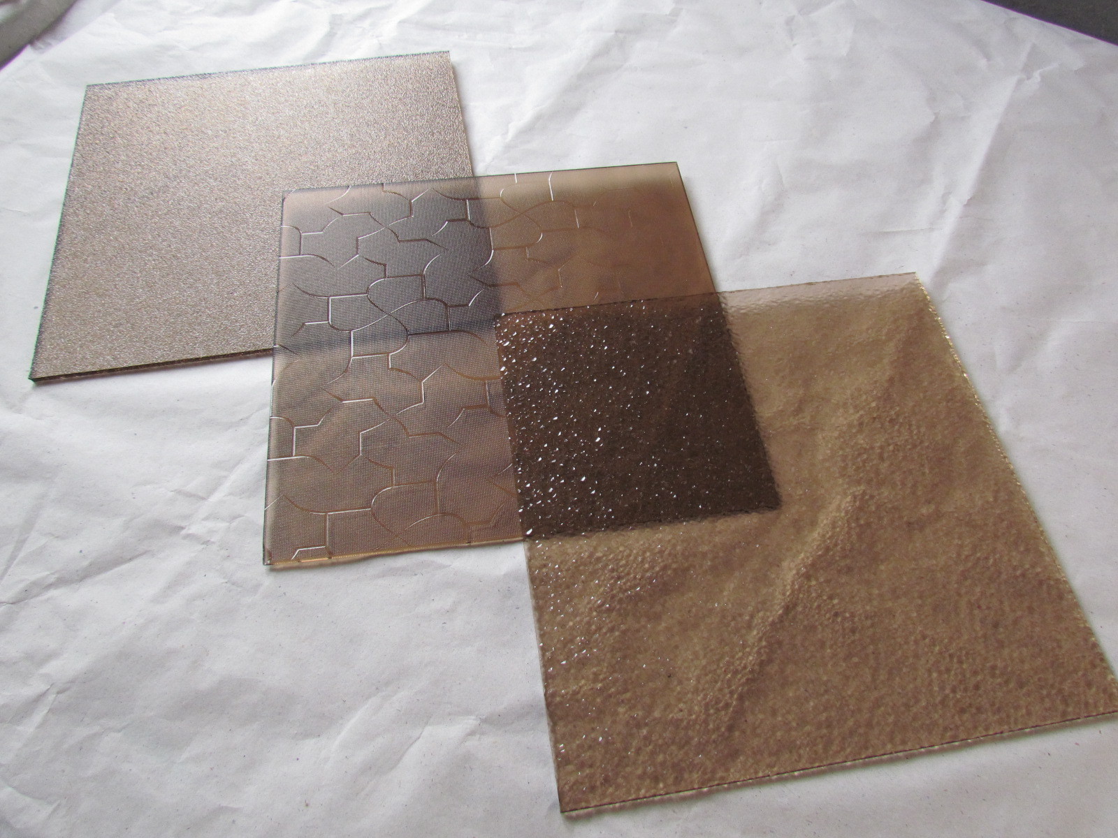 6-12mm Patterned Tempered Glass , Coloured Textured Glass Oleophobic Coating
