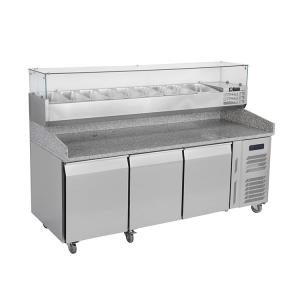 Quality 3 Doors Refrigerated Saladette Counter Professional Stainless Steel Salad Fridge Counter wholesale