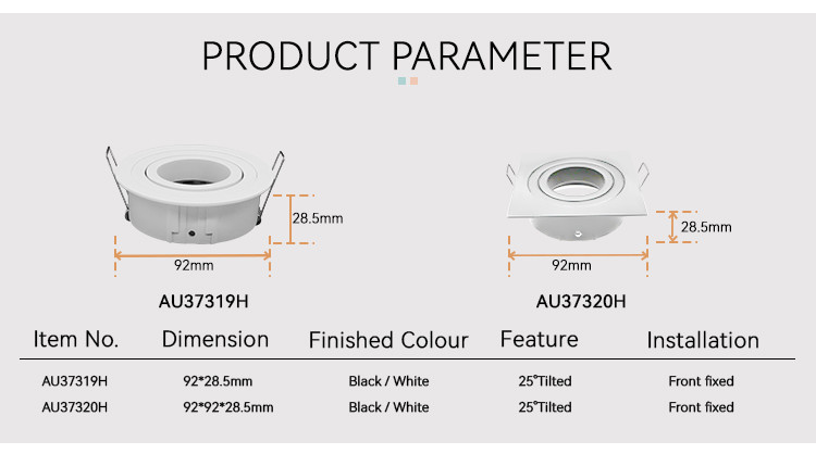 IP20 Renewable MR16 Downlight Housing Tilted Cutout 82mm Downlight Enclosure