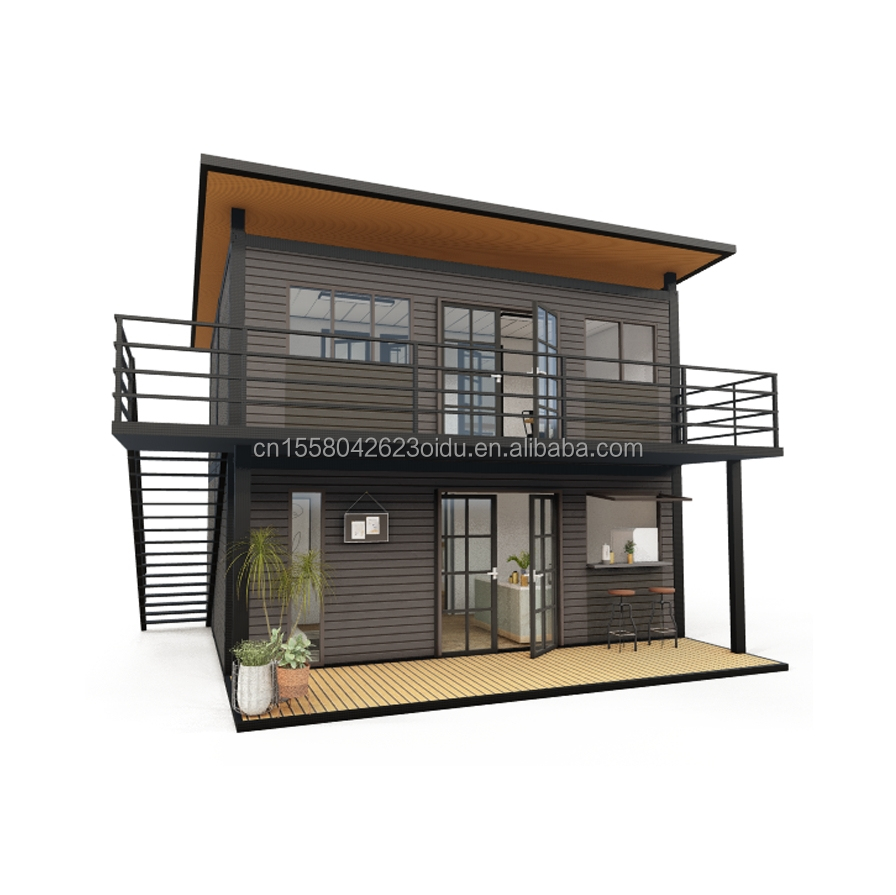 Main structure Wooden Galvanized Steel Square Tubes 4 Bedroom Bilayer Prefab Expandable Container House Design for Mall