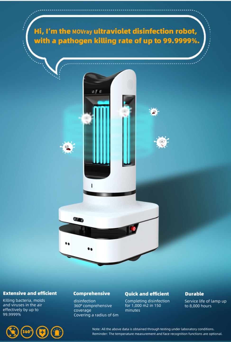 Ultraviolet Spray 29.4V 200W 250r/Min Disinfection Robot