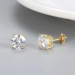 Korean Fashion Earrings Jewelry 925 Sterling Silver Classic Single Diamond