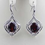 Fashion 925 Silver Oval Purple Amethyst Cubic Zircon Dangle Earrings (PSJ04872)
