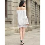sexy flounce off shoulder lace trim chiffon ladies' black and white tops