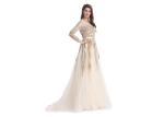 Saudi Arabic Beaded Bridesmaid Dresses , V - Neck Unique Bridesmaid Dresses
