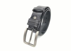 Quality BRACHI Single Prong Buckle Mens Casual Leather Belt / Jeans Black Belt wholesale