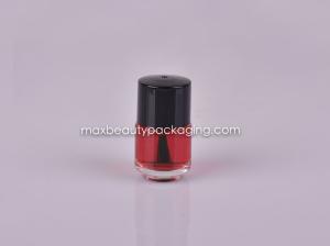 Quality 7ml round nail polish bottle shiny black cap flat brush nail polish packaging plastic cosmetic packaging uv coatings wholesale